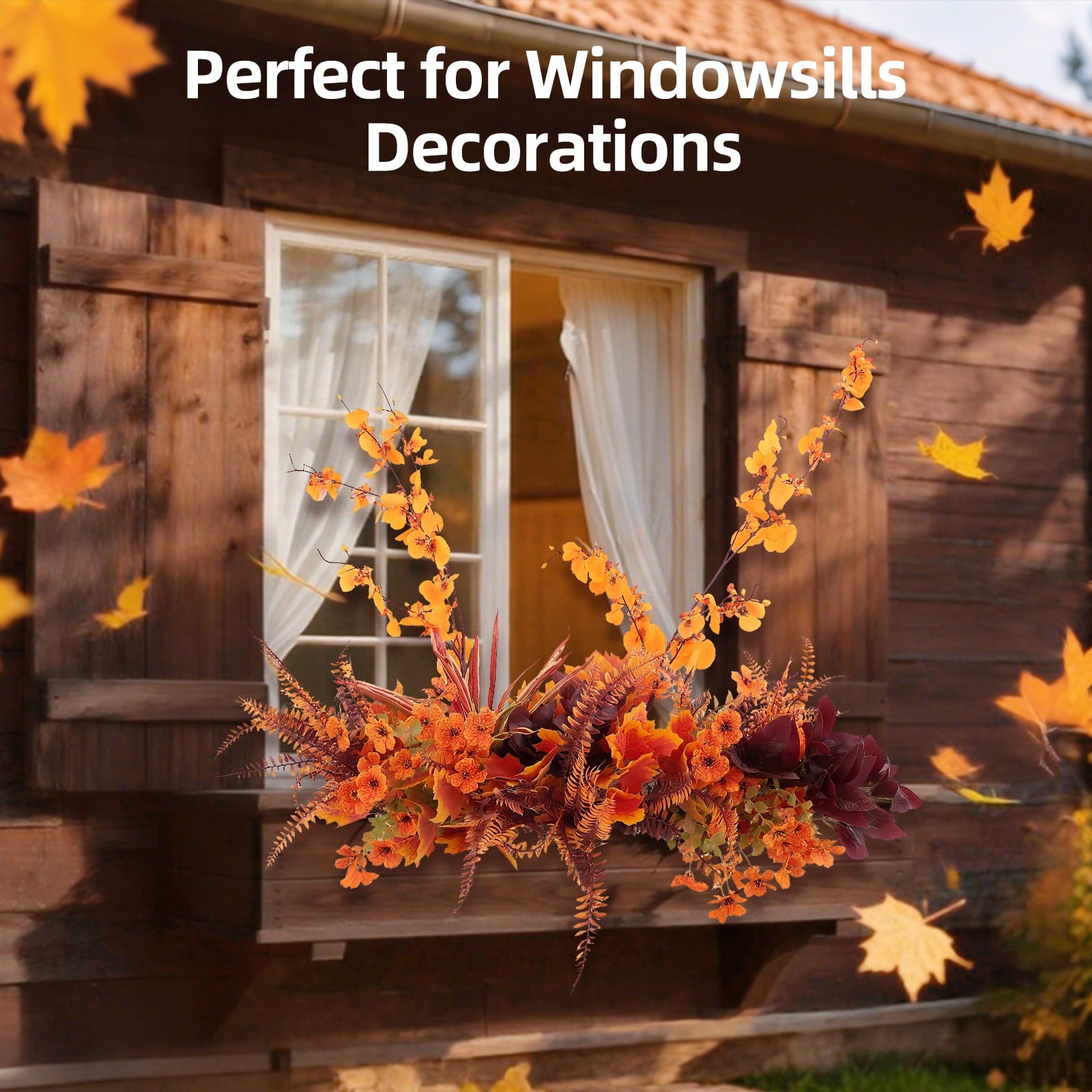 Retrocular 15 Bunches Artificial Fall Flowers Outdoor, Autumn Faux Plants Fake Orchid Flowers Fall Decorations for Home Garden