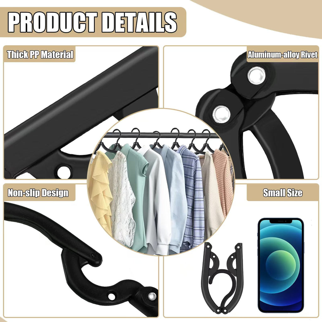 Retrocular 30 Pcs Clothes Hangers, Travel Hangers Portable Foldable Hanger Organizer, Plastic Travel Accessories Essentials Clothes Hanging Rack Folding Hanger