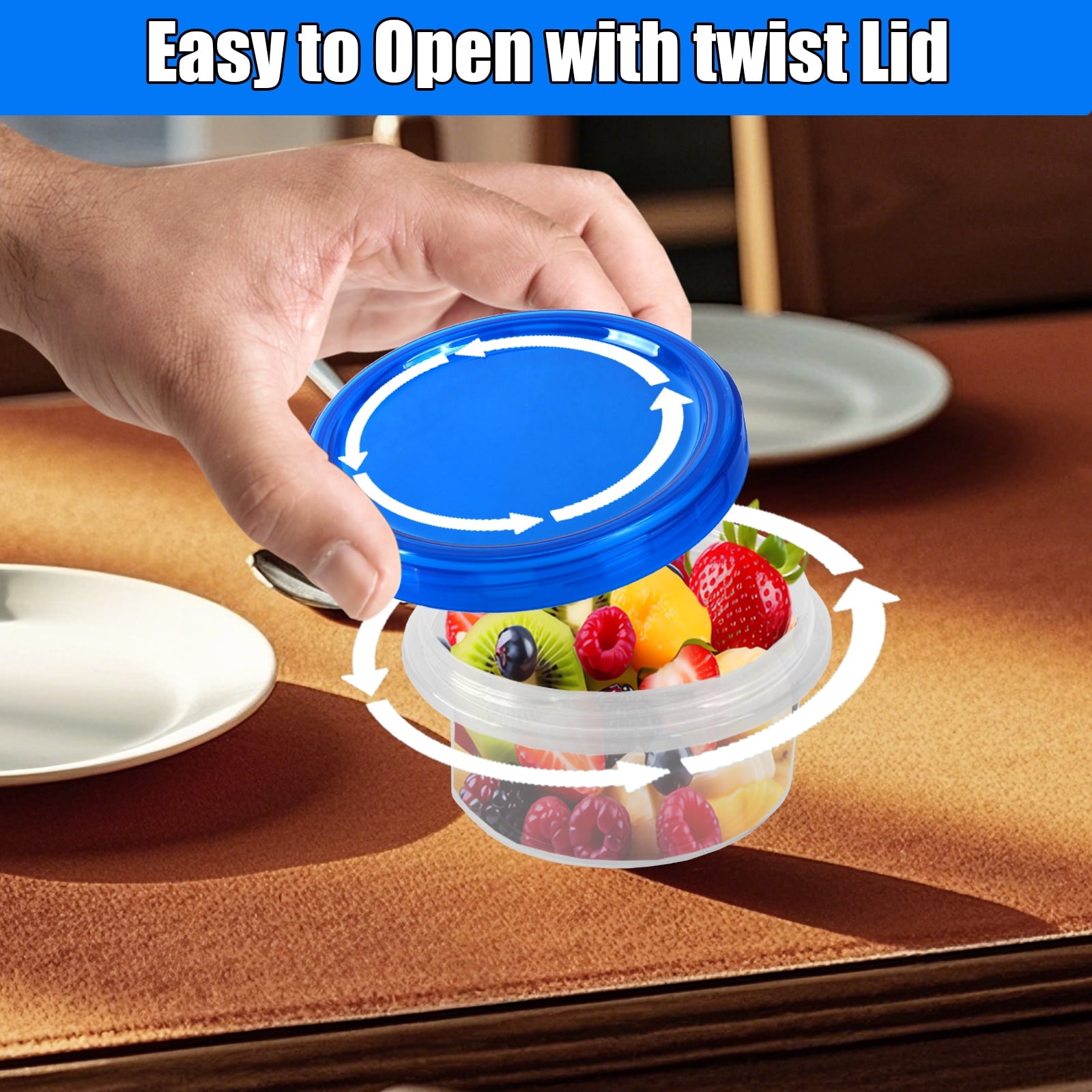 Retrocular 10 Pcs 16 Oz Food Storage Containers with Lids, BPA Free Freezer Food Storage Meal Prep Containers with Leakproof Twist Bowls Lids for Pantry Organizer