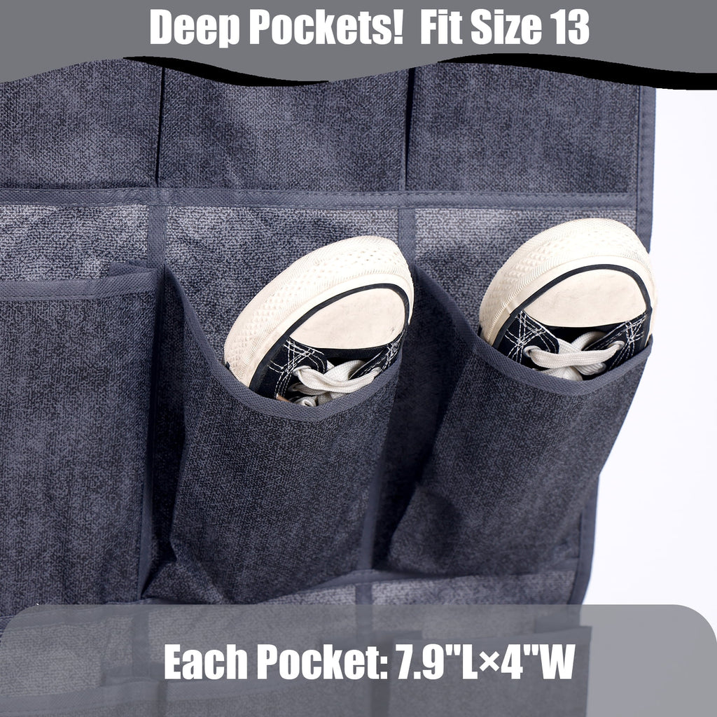 Retrocular Over the Door Shoe Organizer, 35 Pockets Hanging Rack Closet Shoe Organizers Storage, Gray