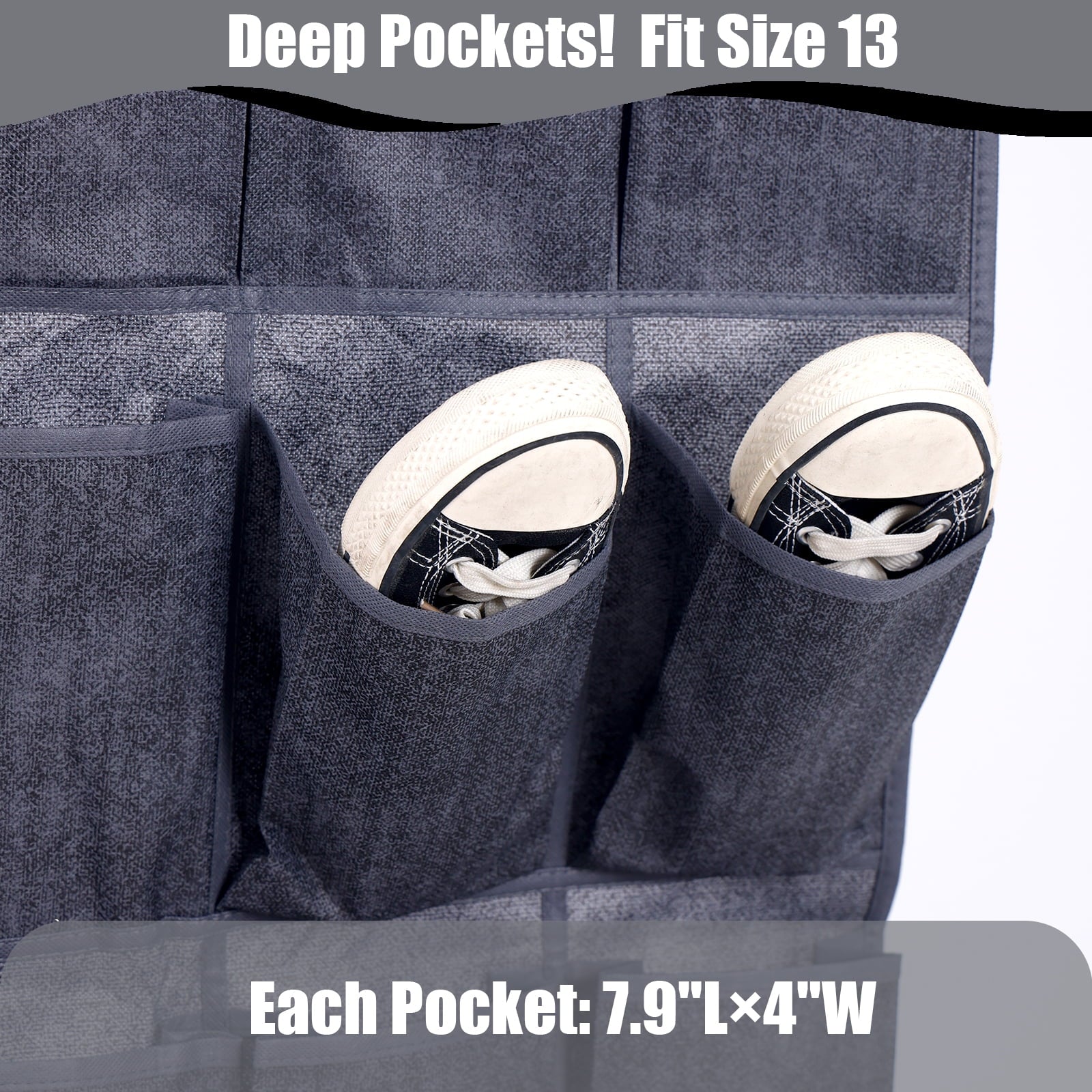 Retrocular Over the Door Shoe Organizer, 35 Pockets Hanging Rack Closet Shoe Organizers Storage, Gray