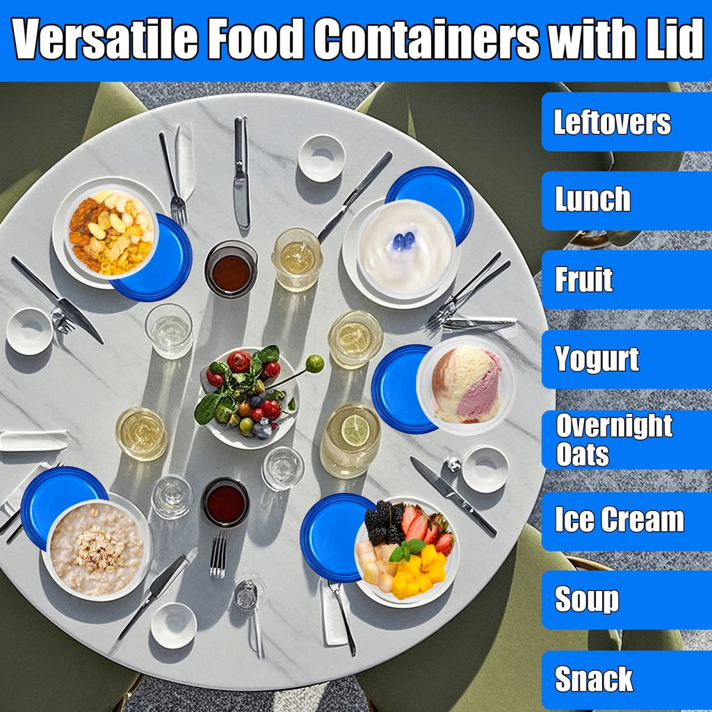 Retrocular 10 Pcs 16 Oz Food Storage Containers with Lids, BPA Free Freezer Food Storage Meal Prep Containers with Leakproof Twist Bowls Lids for Pantry Organizer