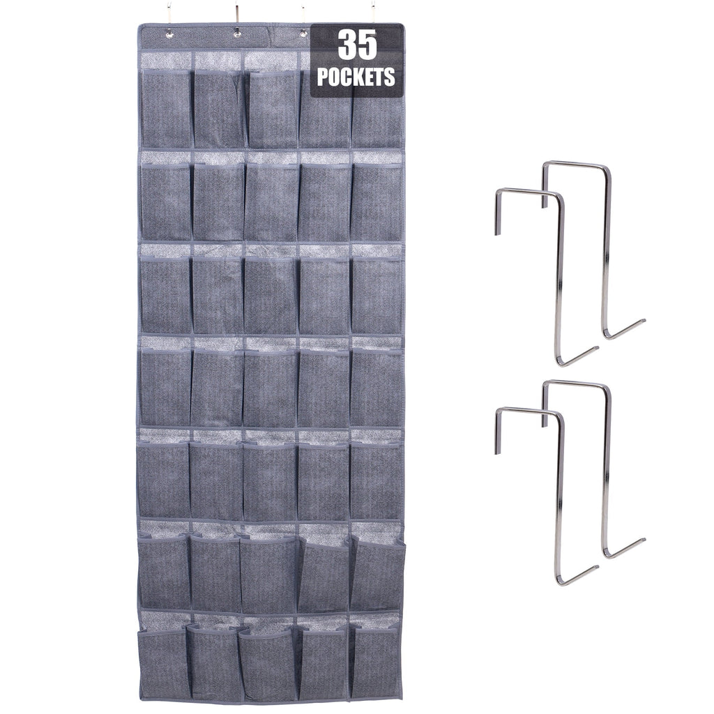 Retrocular Over the Door Shoe Organizer, 35 Pockets Hanging Rack Closet Shoe Organizers Storage, Gray