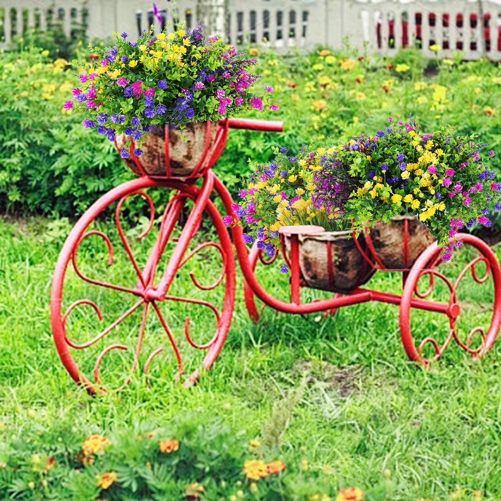 Retrocular 20 Bundles Artificial Flowers Outdoor, Fake Plastic Flowers Faux Plants Spring Summer Decoration for Home Garden Porch