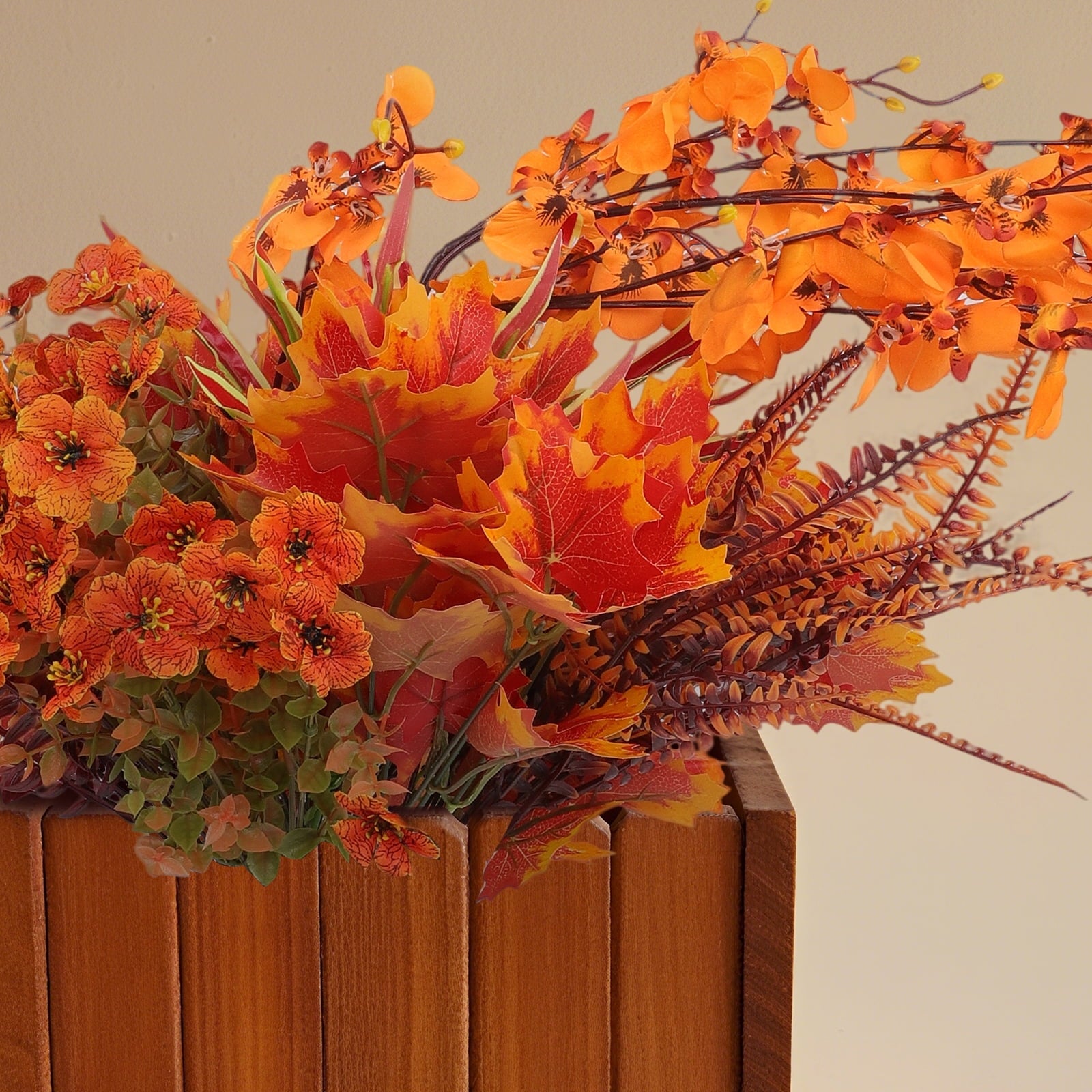 Retrocular 15 Bunches Artificial Fall Flowers Outdoor, Autumn Faux Plants Fake Orchid Flowers Fall Decorations for Home Garden