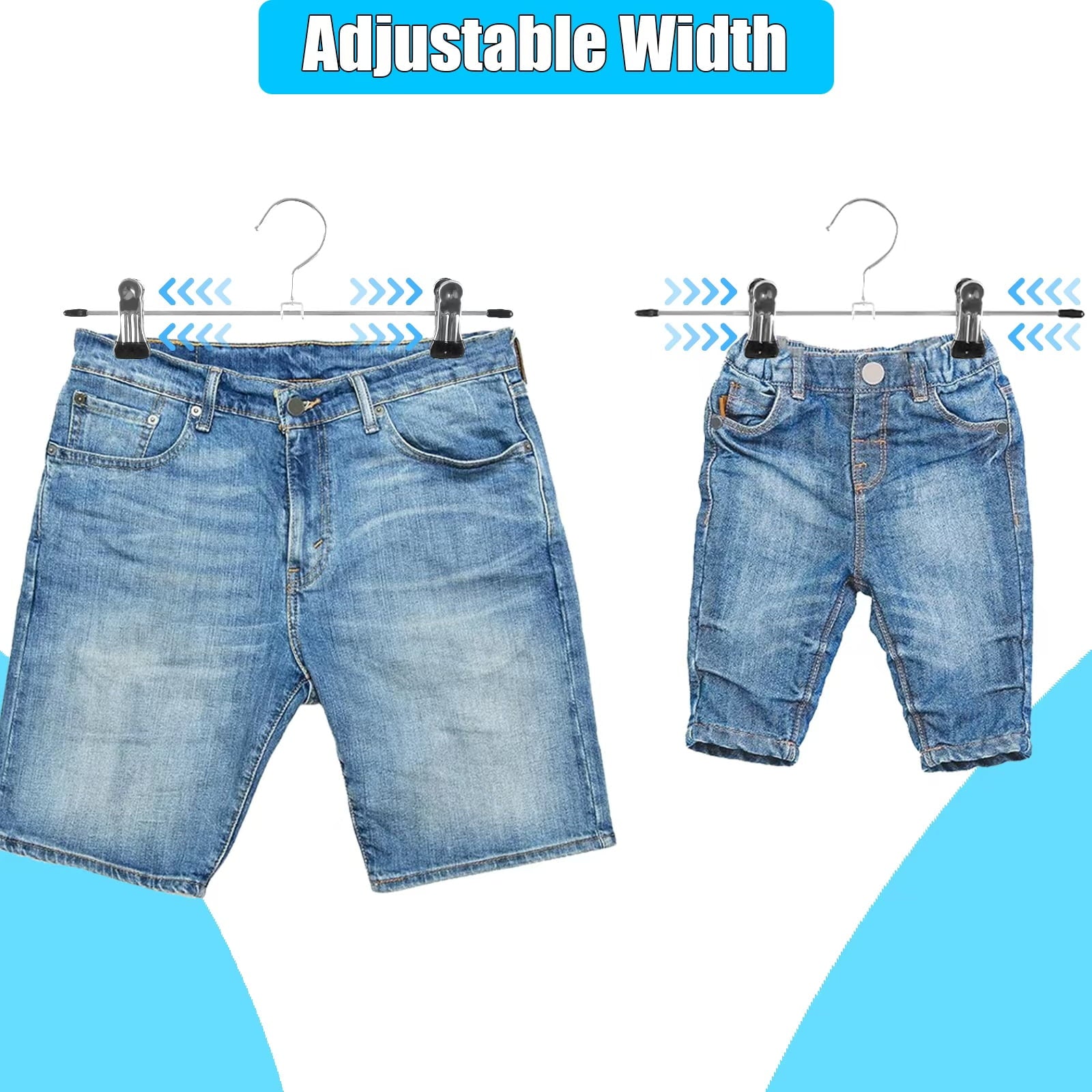 Retrocular 30 Pack Clothes Hangers Space Saving, 9-11" Non Slip Stainless Steel Metal Pants Skirt Hangers with Clips