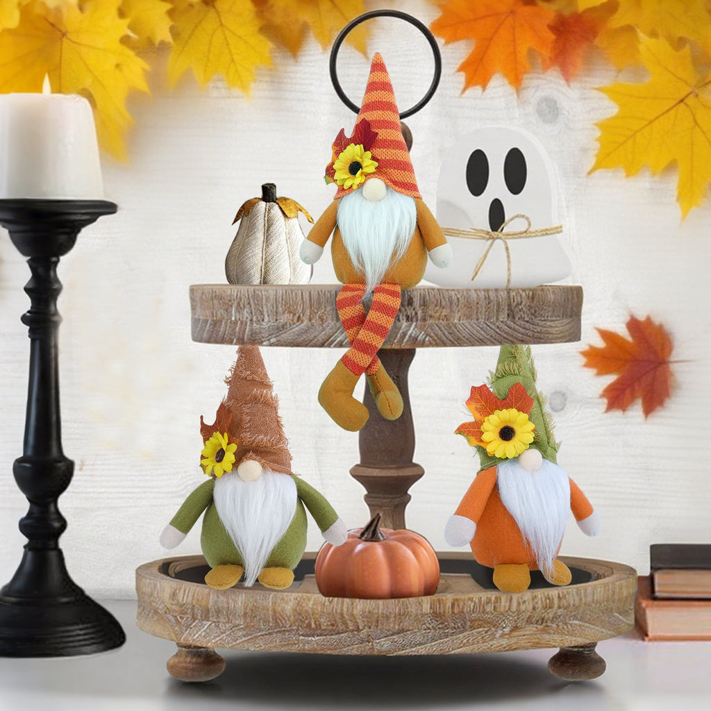 Retrocular Fall Decorations for Home, 3 pcs Fall Gnomes Plush Gifts for Home Indoor Thanksgiving Table Autumn Decorations