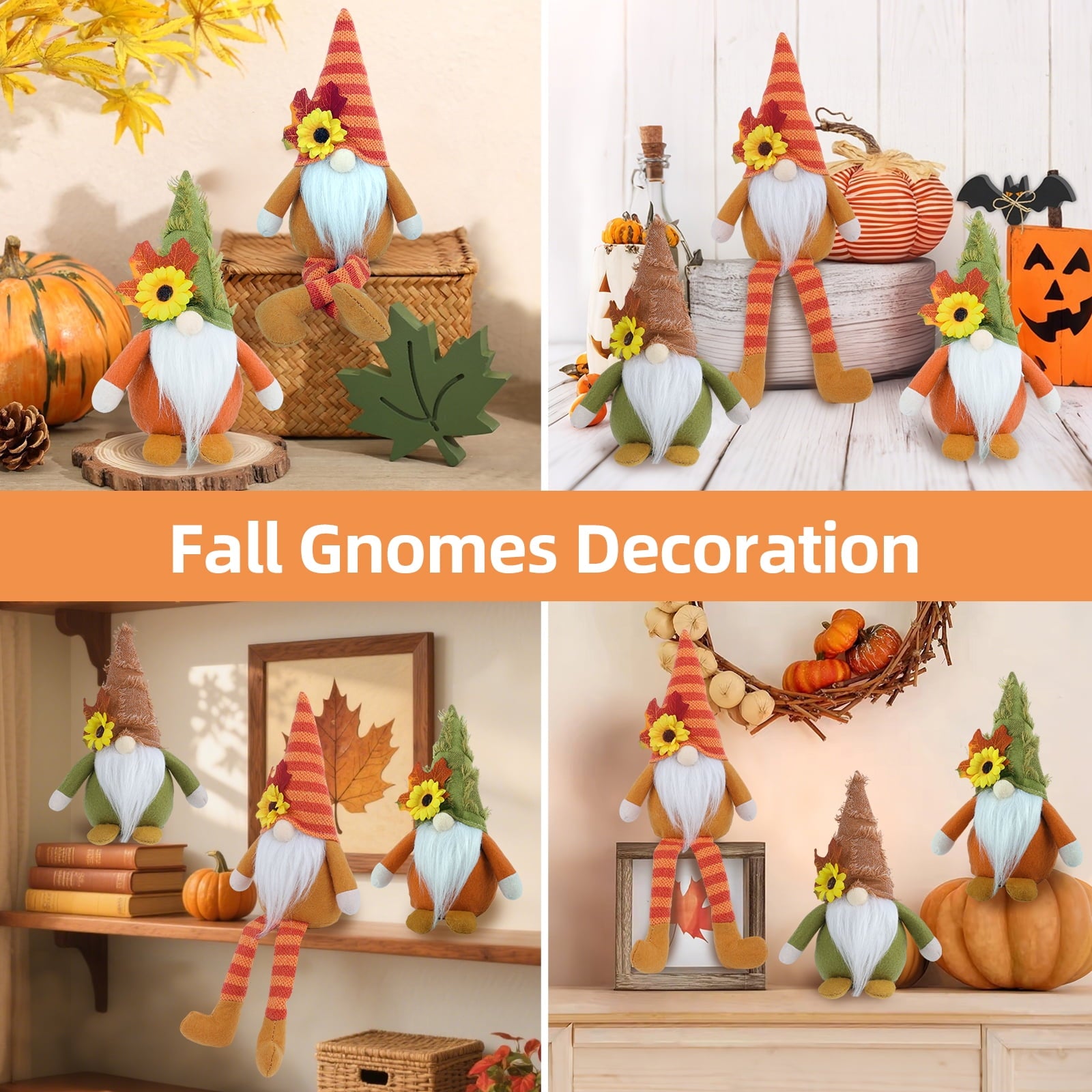 Retrocular Fall Decorations for Home, 3 pcs Fall Gnomes Plush Gifts for Home Indoor Thanksgiving Table Autumn Decorations