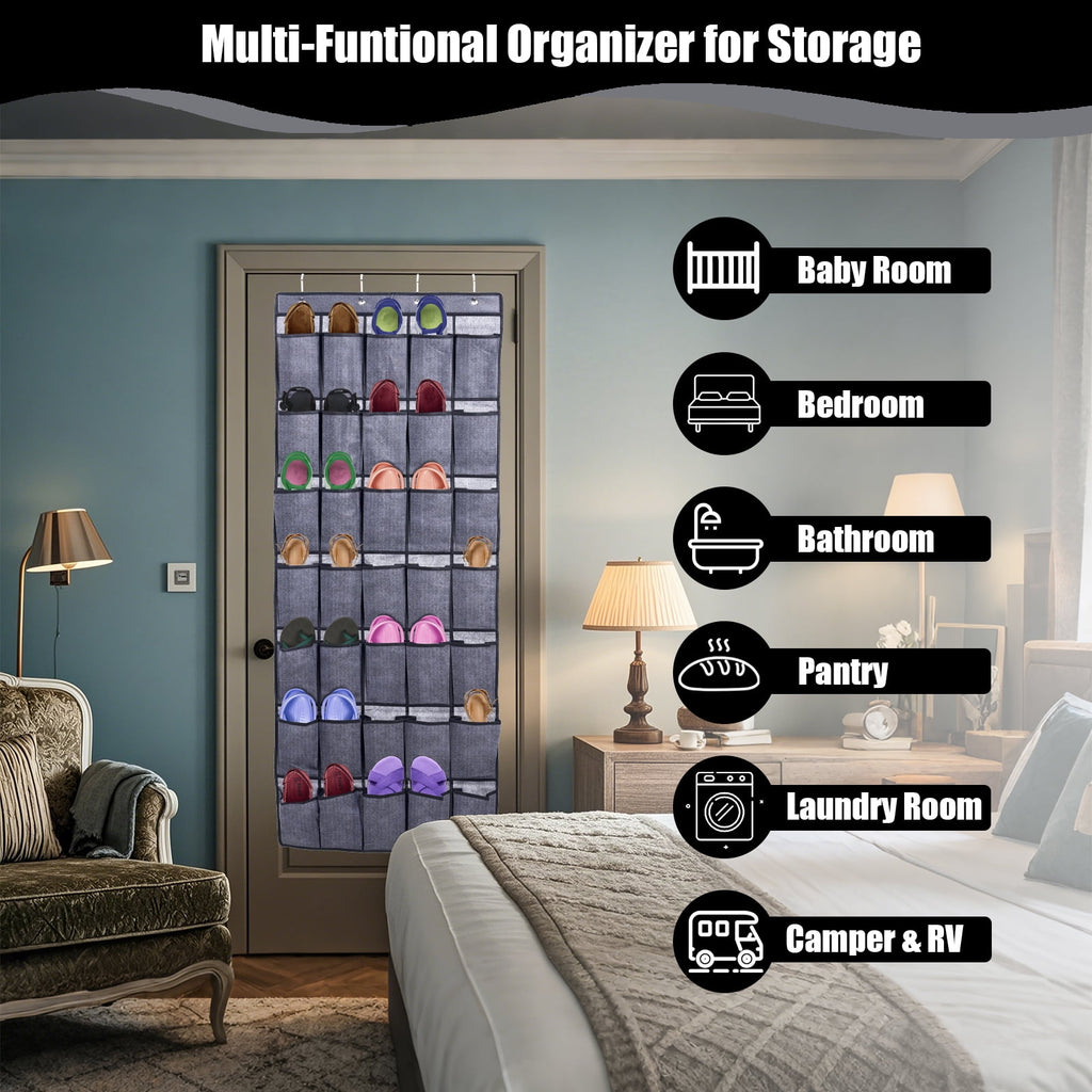 Retrocular Over the Door Shoe Organizer, 35 Pockets Hanging Rack Closet Shoe Organizers Storage, Black