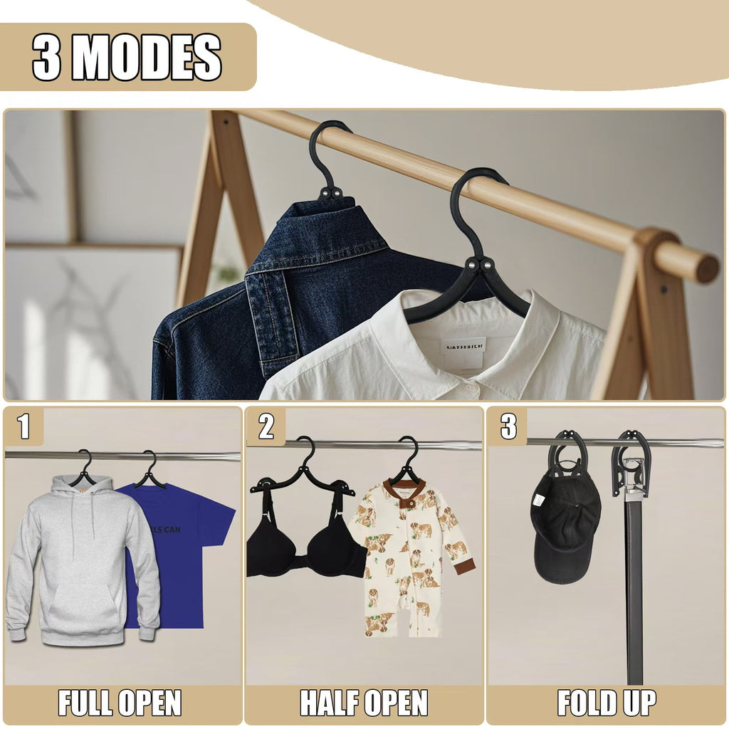 Retrocular 30 Pcs Clothes Hangers, Travel Hangers Portable Foldable Hanger Organizer, Plastic Travel Accessories Essentials Clothes Hanging Rack Folding Hanger