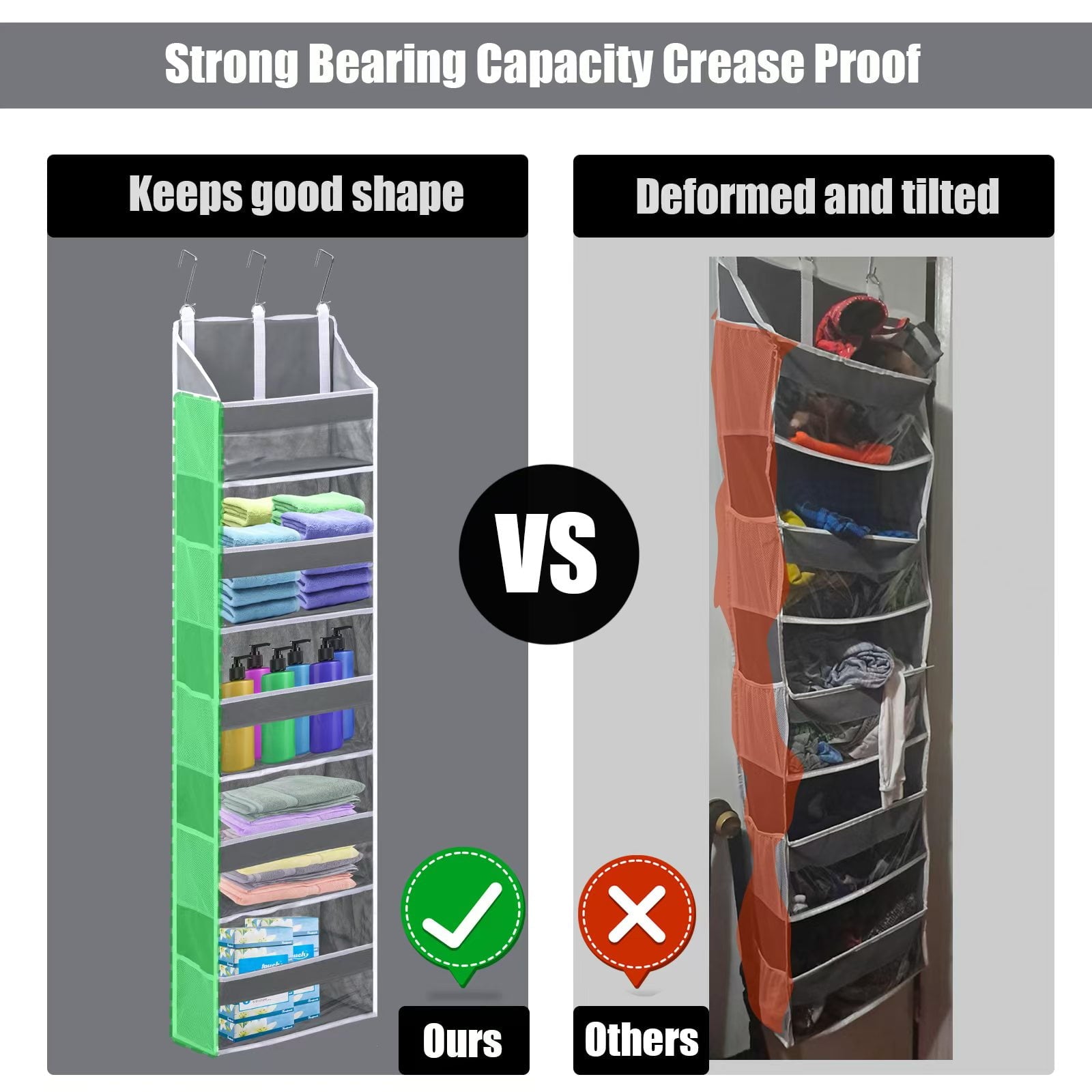 Retrocular 5 Tier Over the Door Shoe Racks Organizer with 10 Mesh Side Pockets, Hanging Closet Organizers and Storage