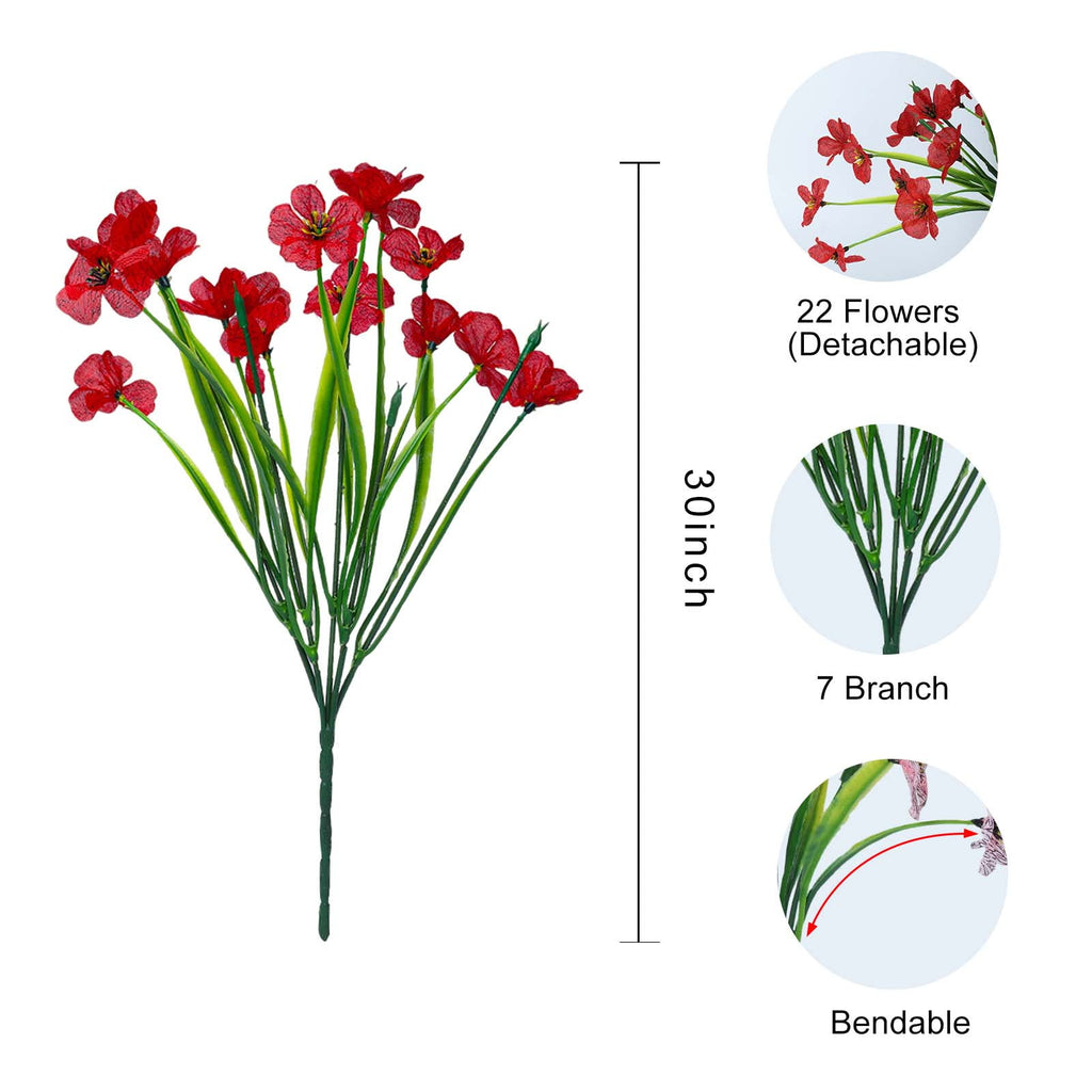 Retrocular 24 Bundles Artificial Flowers Outdoor, Faux Silk Flowers Fake Plants Spring Summer Decoration for Home Garden Porch