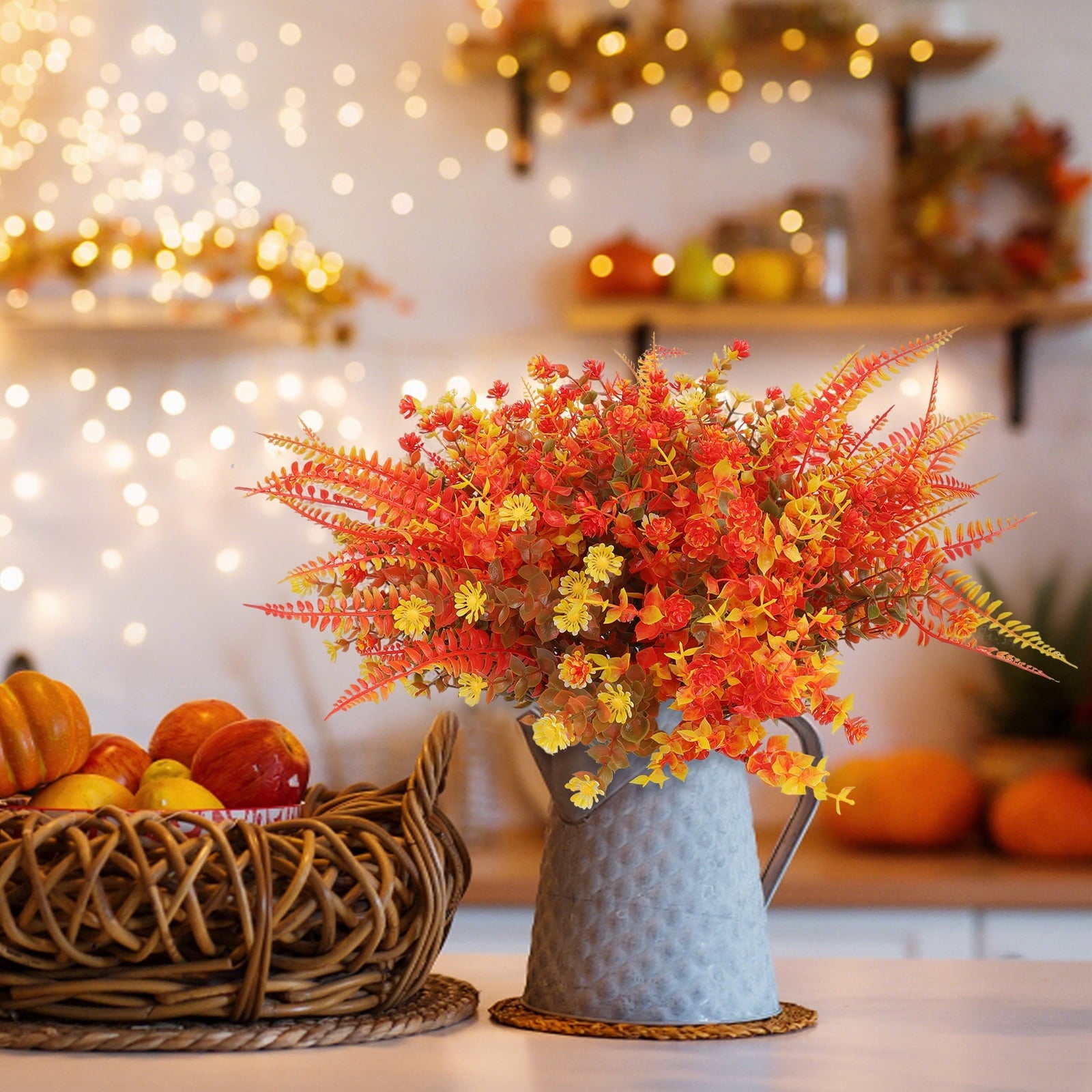Retrocular 20 Bundles Artificial Fall Flowers Outdoor, Autumn Fake Plastic Flowers Faux Plants Fall Decoration for Home Garden Porch