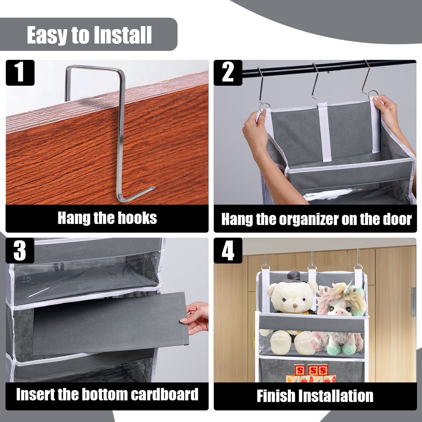 Retrocular 5 Tier Over the Door Shoe Racks Organizer with 10 Mesh Side Pockets, Hanging Closet Organizers and Storage