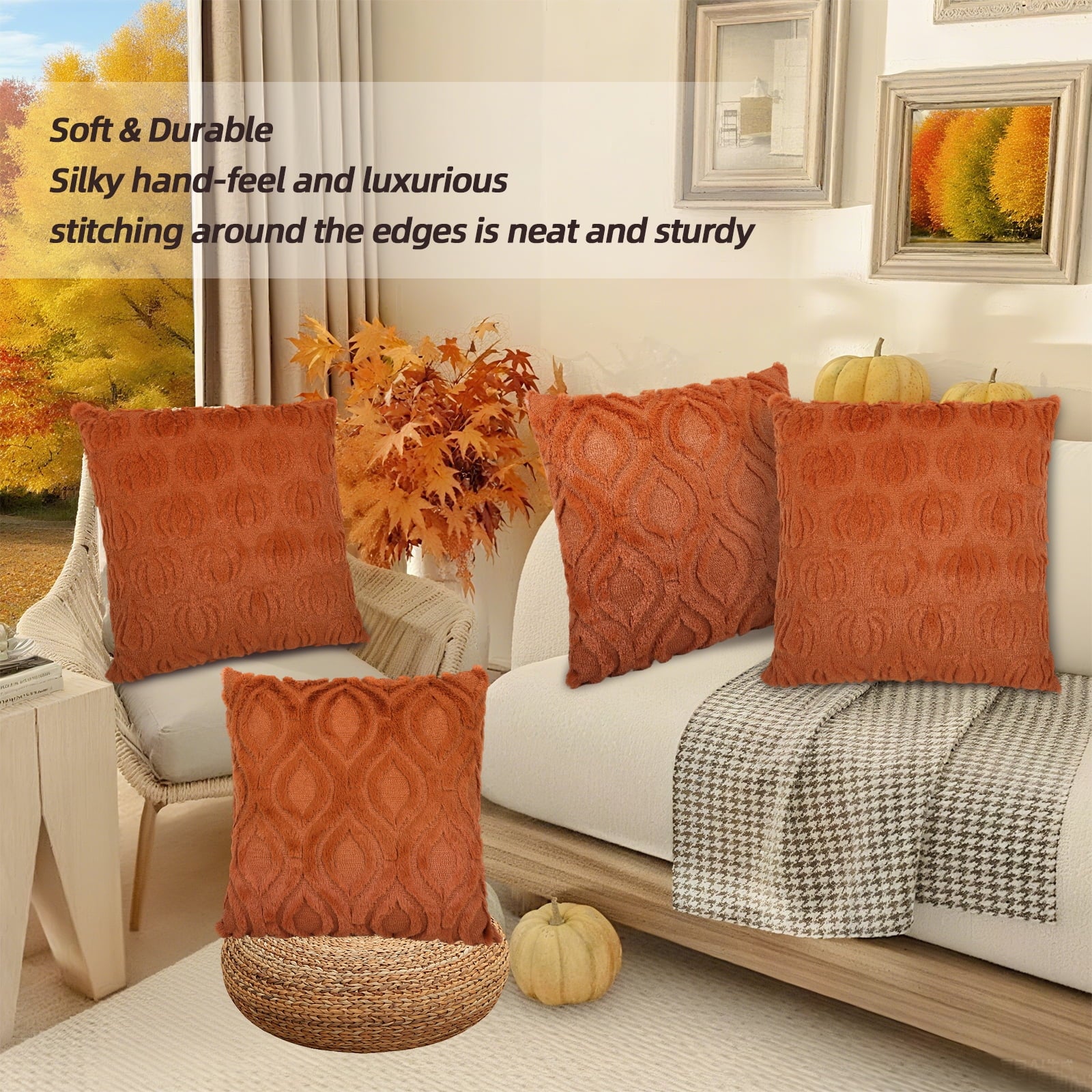 Retrocular Fall Pillow Covers Decorations for Home, 18x18 Set of 2 Autumn Throw Pillow for Chair Sofa Bedroom Living Room Thanksgiving Decorations