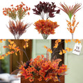 Retrocular 15 Bunches Artificial Fall Flowers Outdoor, Autumn Faux Plants Fake Orchid Flowers Fall Decorations for Home Garden