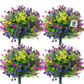 Retrocular 20 Bundles Artificial Flowers Outdoor, Fake Plastic Flowers Faux Plants Spring Summer Decoration for Home Garden Porch