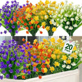 Retrocular 20 Bundles Artificial Flowers Outdoors, Fake Flowers Faux Plastic Plants Spring Summer Decoration for Home Garden Porch