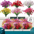 Retrocular 24 Bundles Artificial Flowers Outdoor, Faux Silk Flowers Fake Plants Spring Summer Decoration for Home Garden Porch