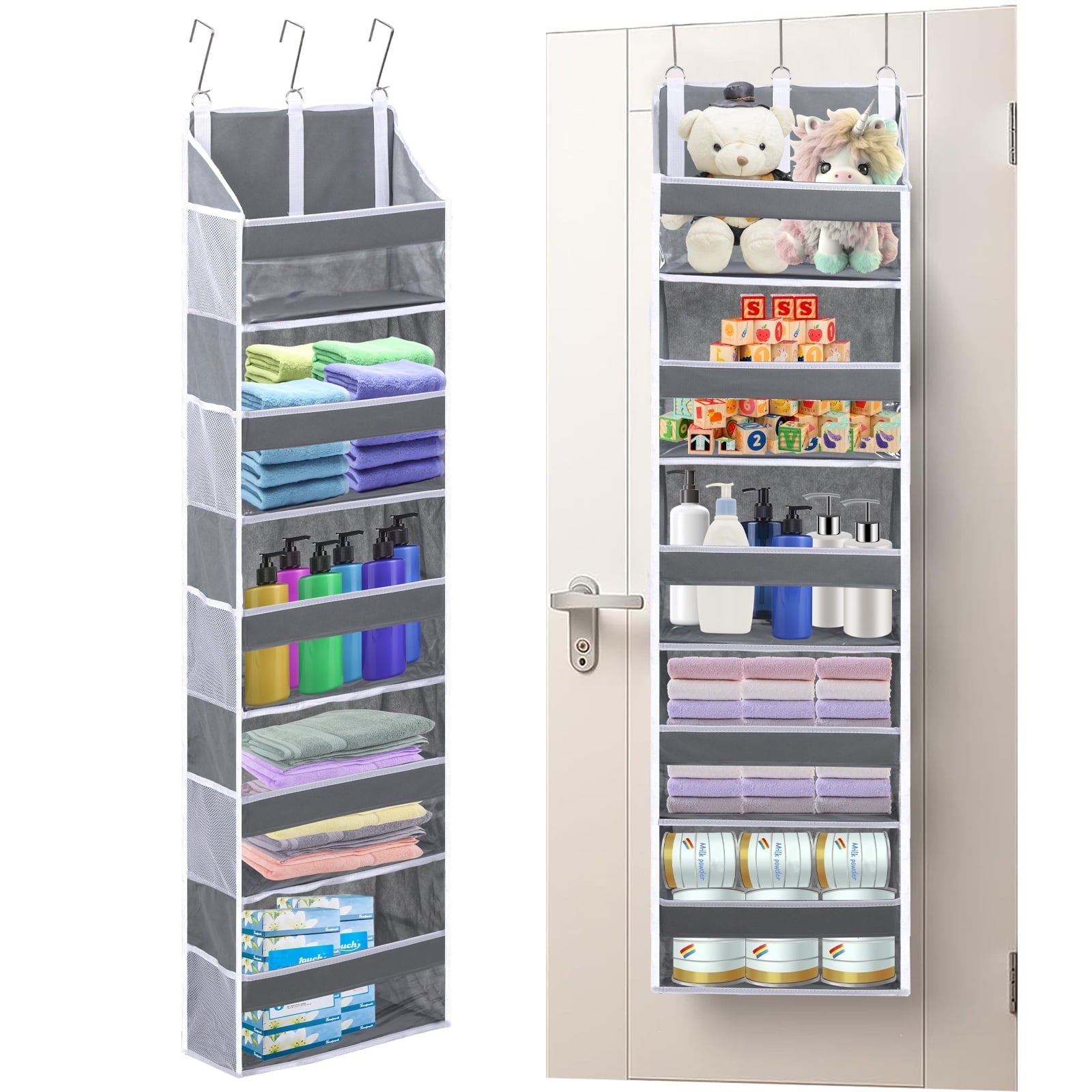 Retrocular 5 Tier Over the Door Shoe Racks Organizer with 10 Mesh Side Pockets, Hanging Closet Organizers and Storage