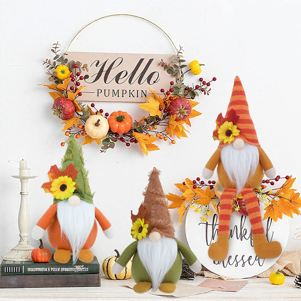 Retrocular Fall Decorations for Home, 3 pcs Fall Gnomes Plush Gifts for Home Indoor Thanksgiving Table Autumn Decorations