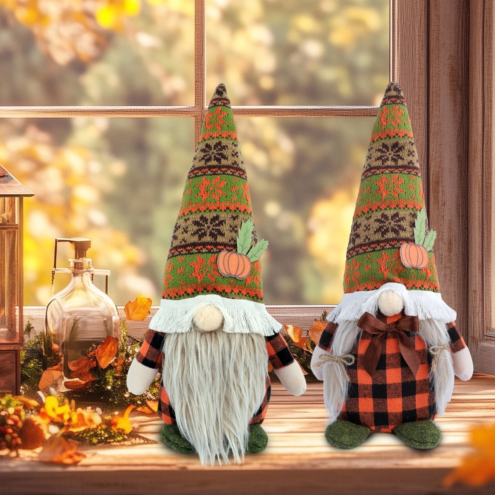 Retrocular Fall Decorations for Home, 2 Pcs Cute Gnomes Plush Doll Gifts for Home Room Tiered Tray Desk Table Centerpieces Autumn Thanksgving Indoor Decor