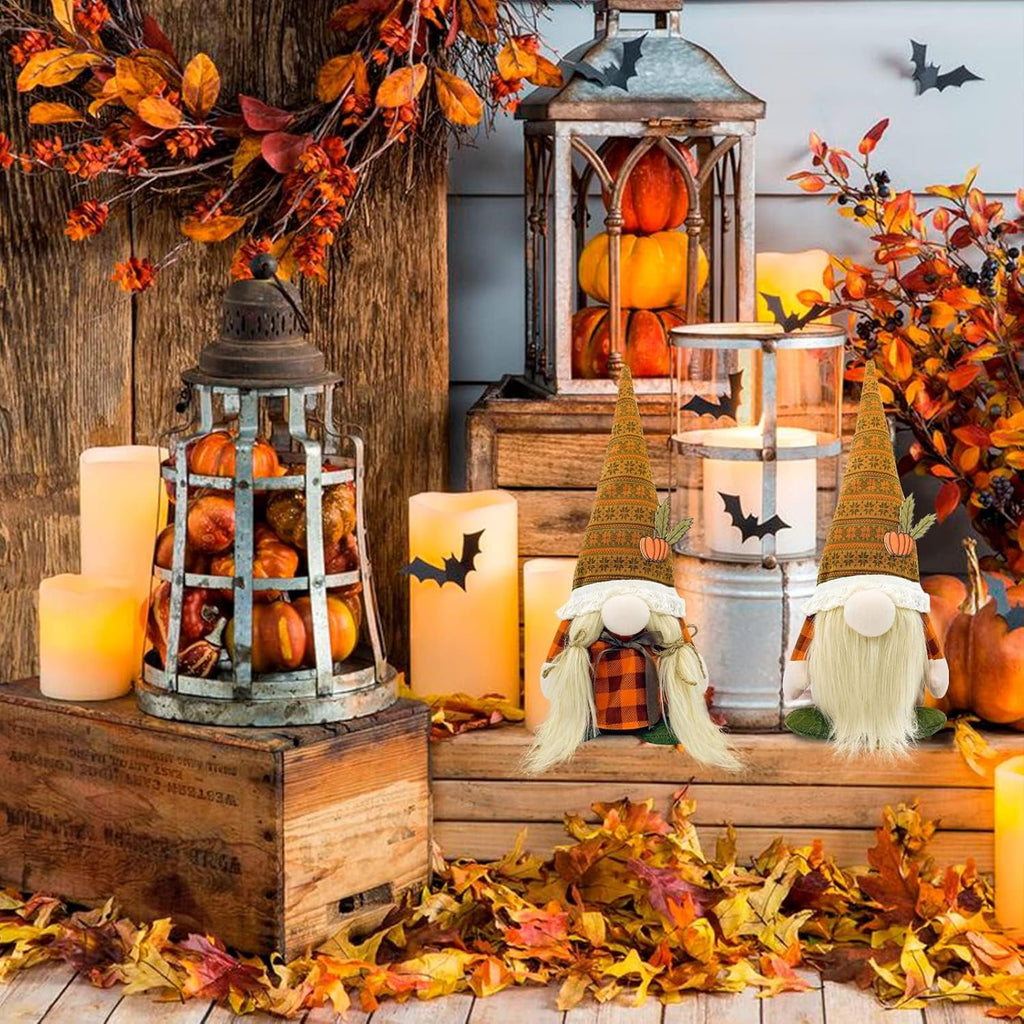 Retrocular Fall Decorations for Home, 2 Pcs Cute Gnomes Plush Doll Gifts for Home Room Tiered Tray Desk Table Centerpieces Autumn Thanksgving Indoor Decor