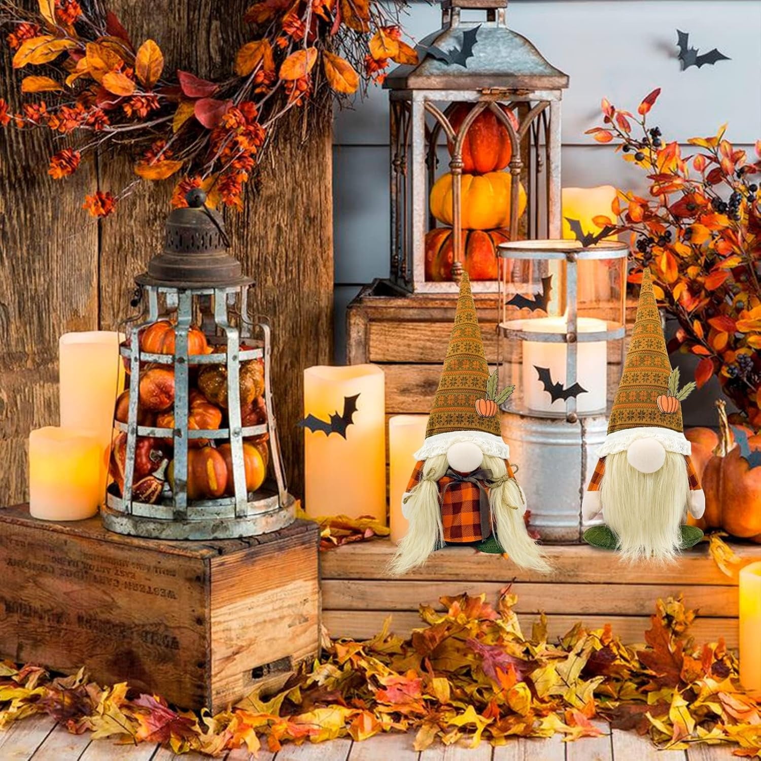 Retrocular Fall Decorations for Home, 2 Pcs Cute Gnomes Plush Doll Gifts for Home Room Tiered Tray Desk Table Centerpieces Autumn Thanksgving Indoor Decor