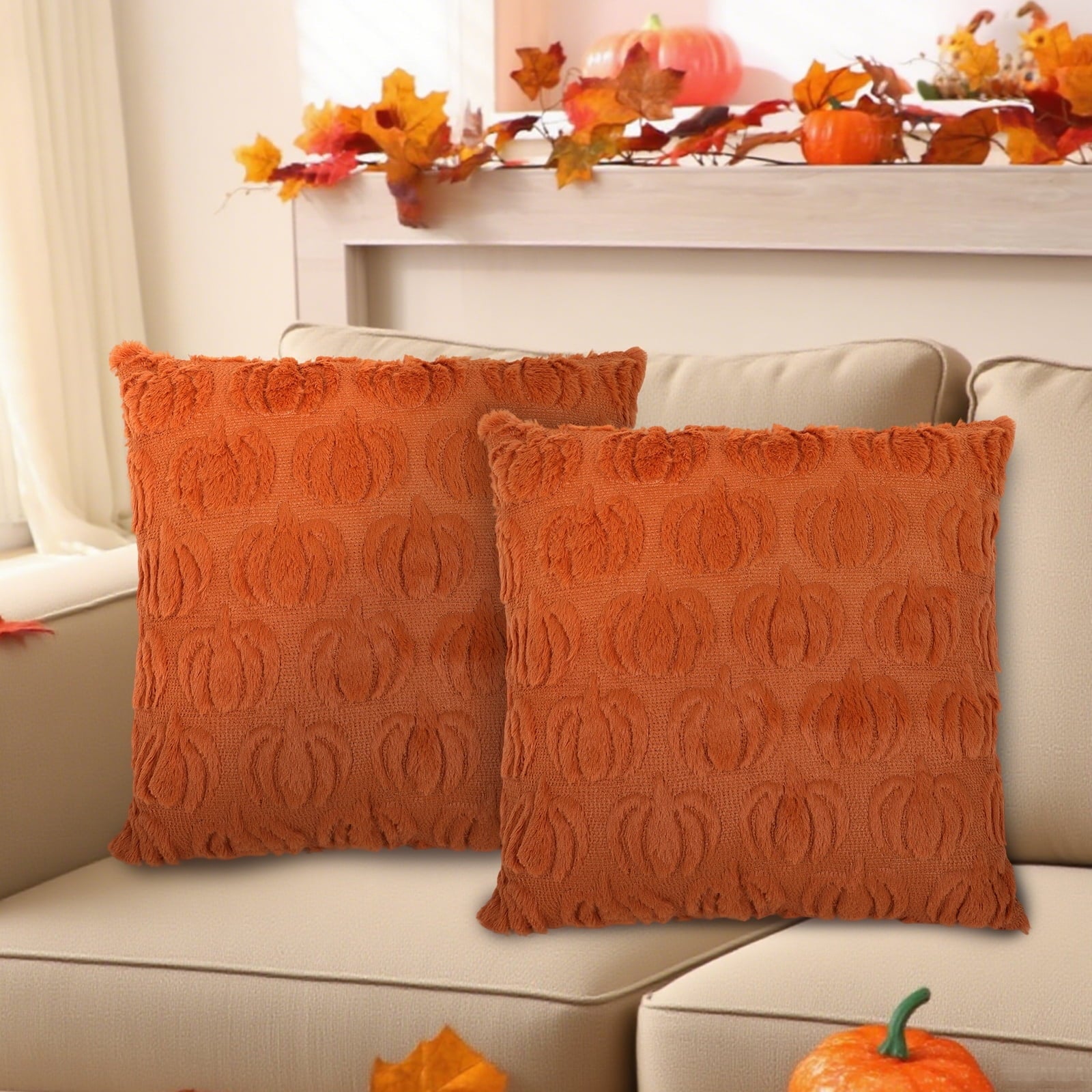 Retrocular Fall Pillow Covers Decorations for Home, 18x18 Set of 2 Autumn Throw Pillow for Chair Sofa Bedroom Living Room Thanksgiving Decorations