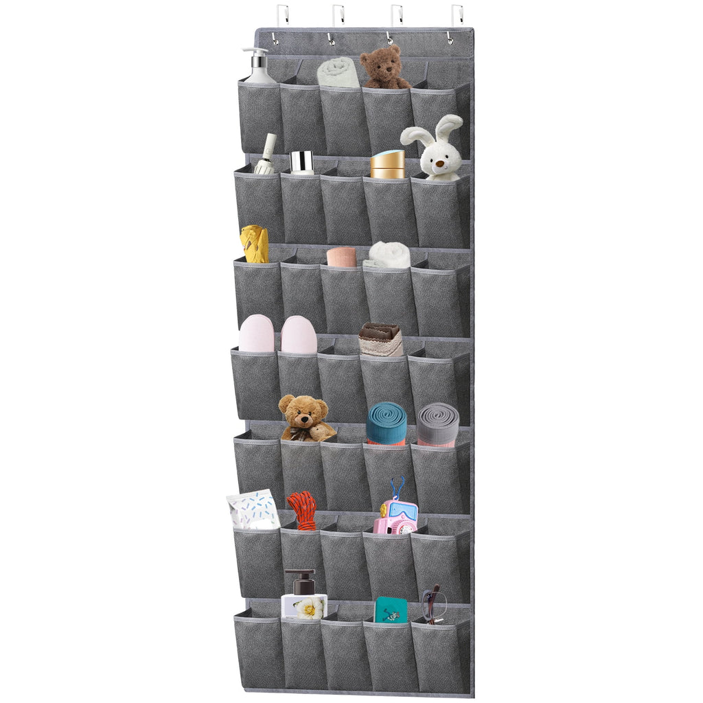 Retrocular Over the Door Shoe Organizer, 35 Pockets Hanging Rack Closet Shoe Organizers Storage, Gray