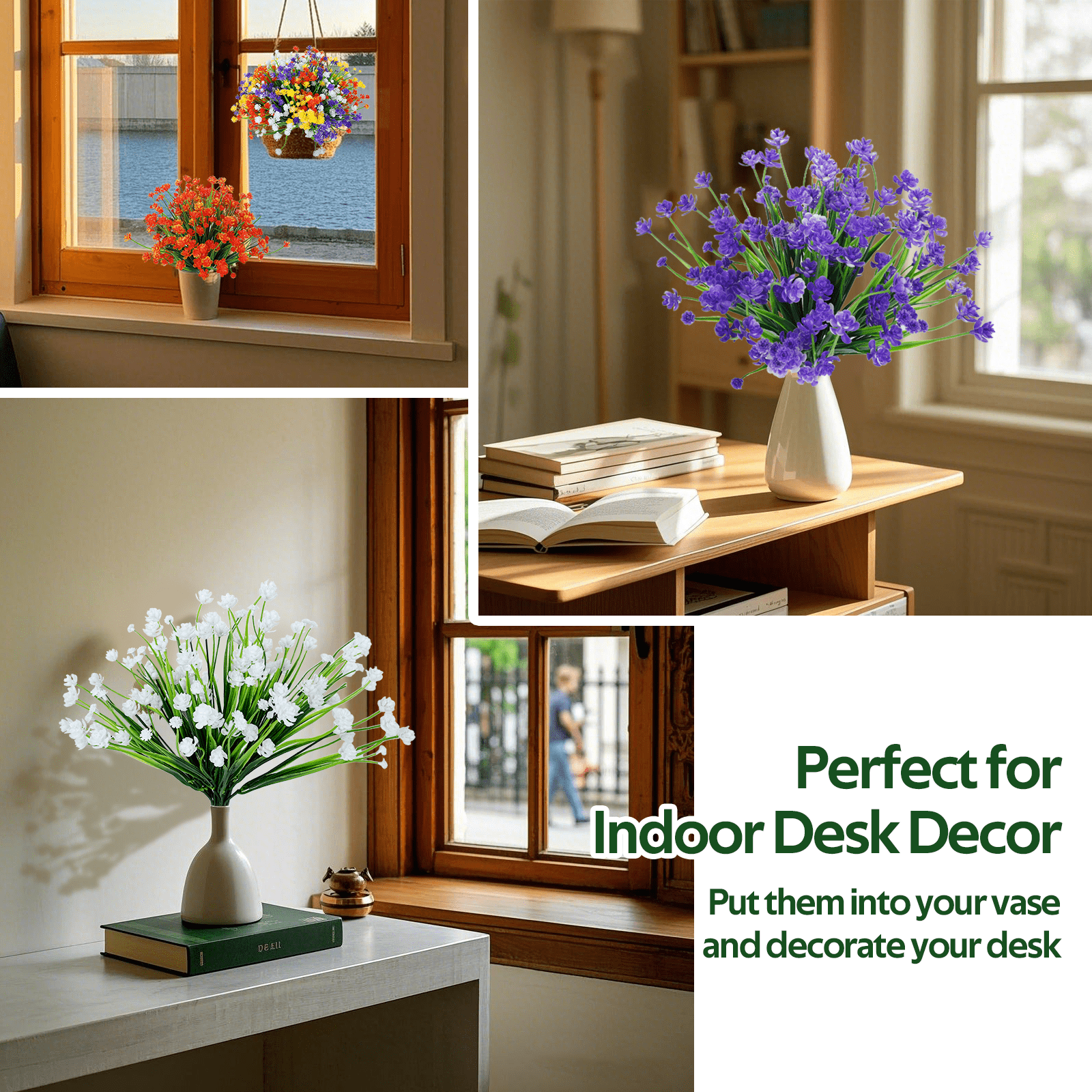 Retrocular 20 Bundles Artificial Flowers Outdoors, Fake Flowers Faux Plastic Plants Spring Summer Decoration for Home Garden Porch