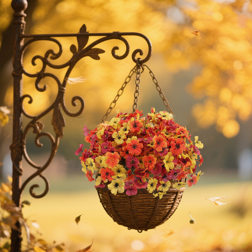 Retrocular 24 Bundles Artificial Fall Flowers, Autumn Faux Silk Flowers Fake Plants Fall Decoration for Home Outdoor Garden Porch