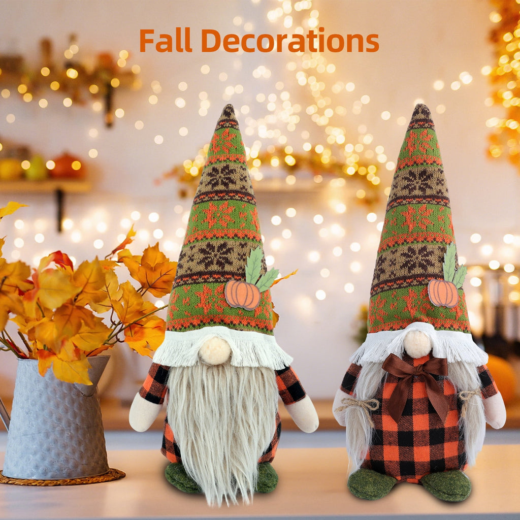 Retrocular Fall Decorations for Home, 2 Pcs Cute Gnomes Plush Doll Gifts for Home Room Tiered Tray Desk Table Centerpieces Autumn Thanksgving Indoor Decor