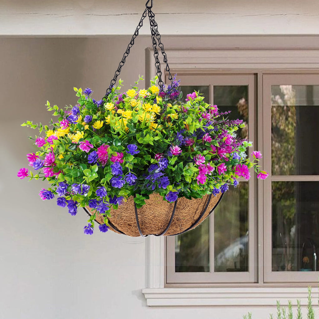 Retrocular 20 Bundles Artificial Flowers Outdoor, Fake Plastic Flowers Faux Plants Spring Summer Decoration for Home Garden Porch