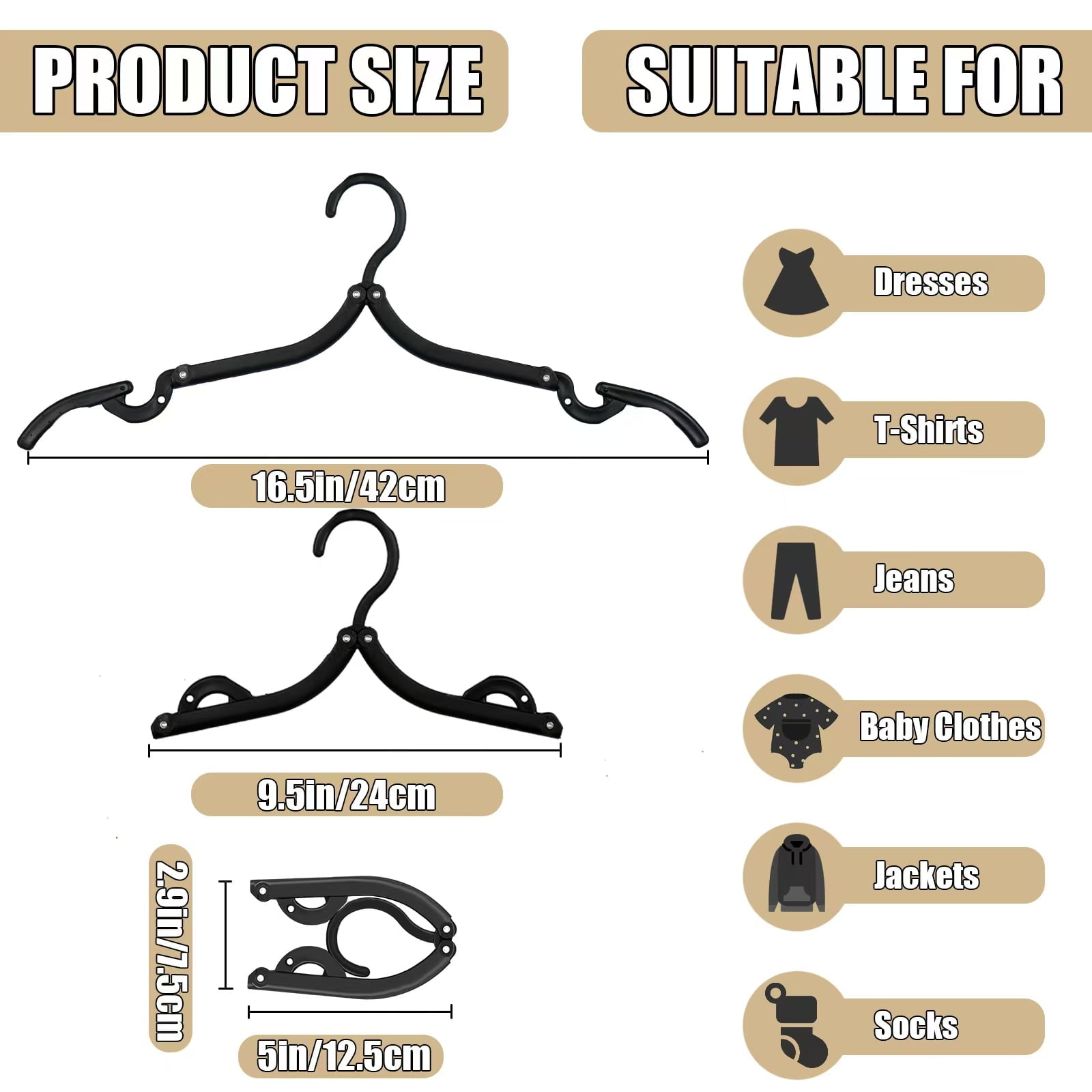 Retrocular 30 Pcs Clothes Hangers, Travel Hangers Portable Foldable Hanger Organizer, Plastic Travel Accessories Essentials Clothes Hanging Rack Folding Hanger