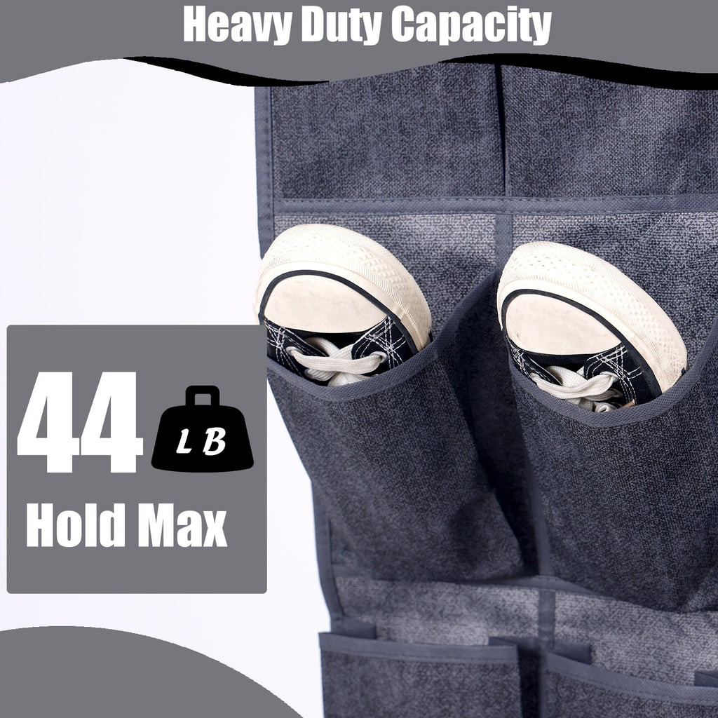 Retrocular Over the Door Shoe Organizer, 35 Pockets Hanging Rack Closet Shoe Organizers Storage, Gray