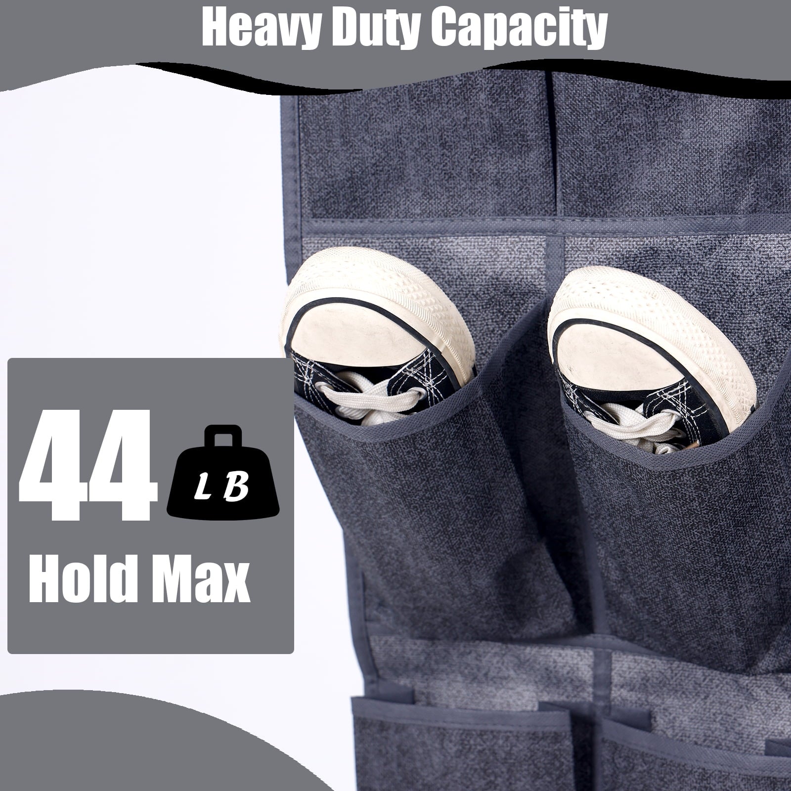 Retrocular Over the Door Shoe Organizer, 35 Pockets Hanging Rack Closet Shoe Organizers Storage, Gray