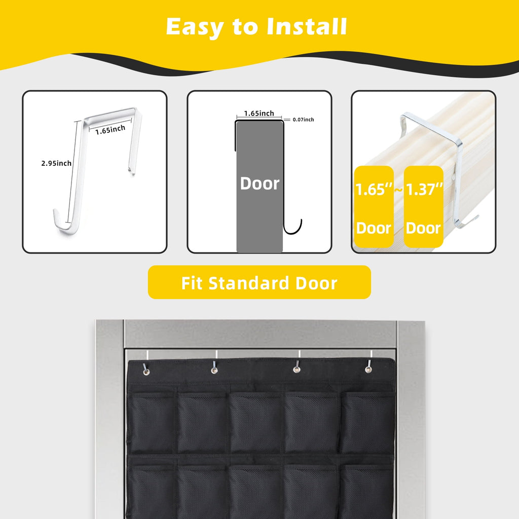 Retrocular 40 Pockets Over the Door Shoe Organizer, Hanging Mesh Pockets Shoe Rack Storage Closet Organizer, Black