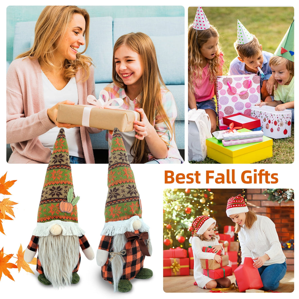 Retrocular Fall Decorations for Home, 2 Pcs Cute Gnomes Plush Doll Gifts for Home Room Tiered Tray Desk Table Centerpieces Autumn Thanksgving Indoor Decor