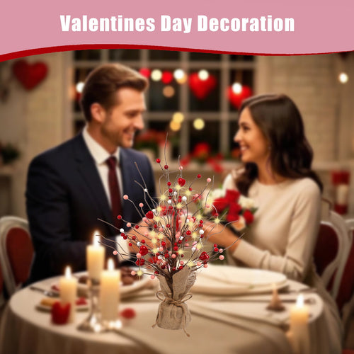 Retrocular 19" Artificial Tree Decoration, Heart Table Tree Decorative Red Berries for Mother's Day Valentines Day Party Festival Home Decor