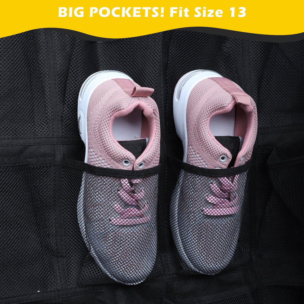 Retrocular 40 Pockets Over the Door Shoe Organizer, Hanging Mesh Pockets Shoe Rack Storage Closet Organizer, Black