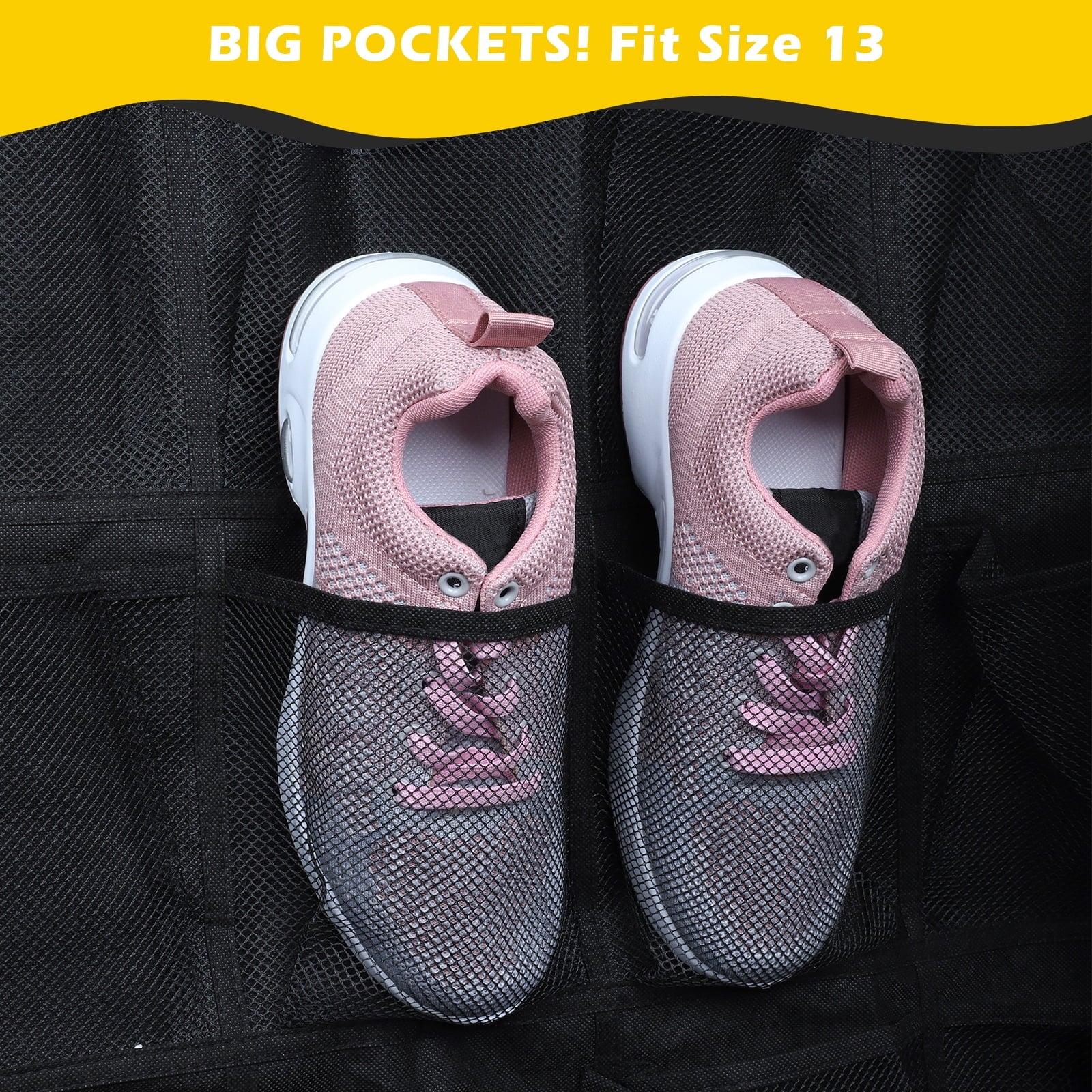 Retrocular 40 Pockets Over the Door Shoe Organizer, Hanging Mesh Pockets Shoe Rack Storage Closet Organizer, Black