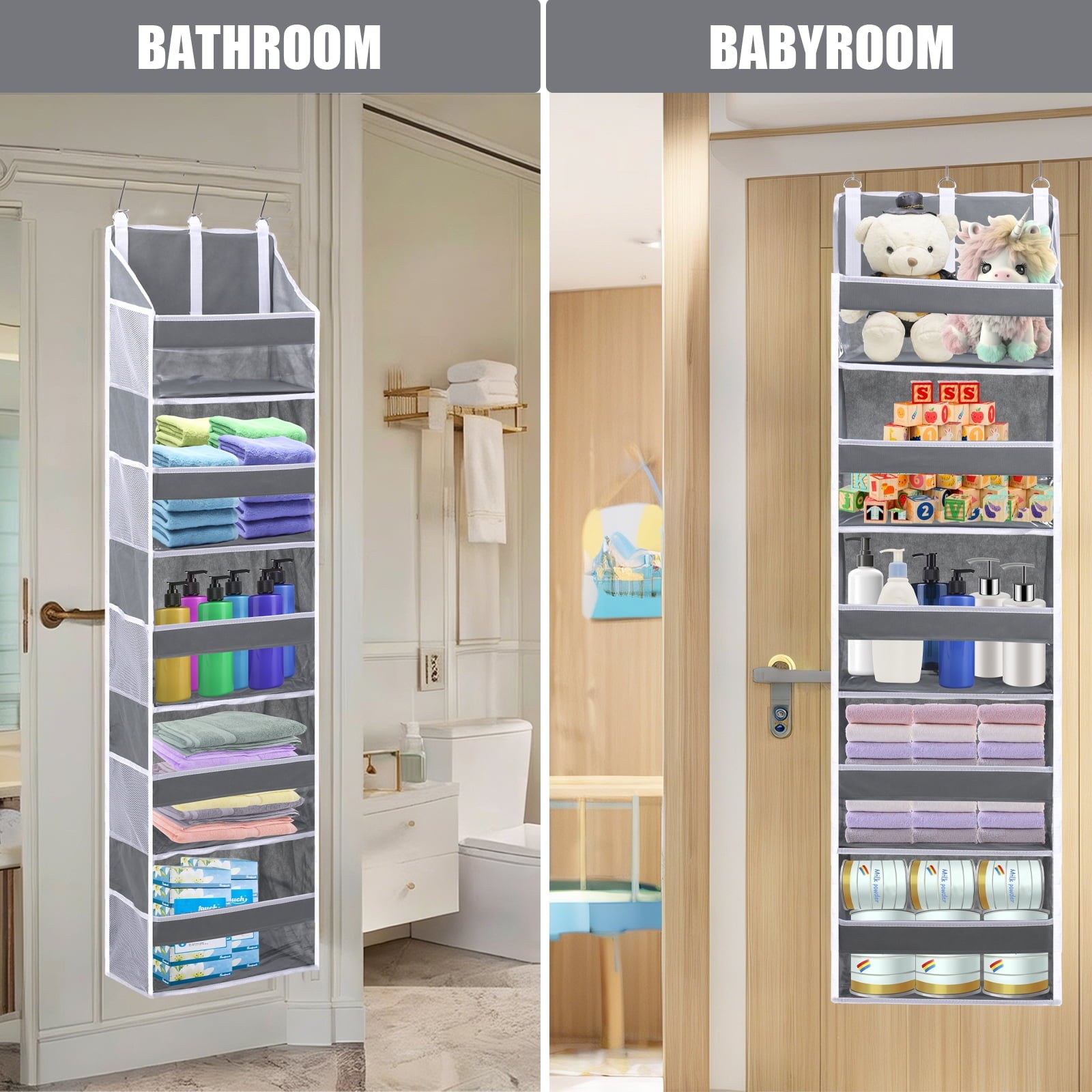 Retrocular 5 Tier Over the Door Shoe Racks Organizer with 10 Mesh Side Pockets, Hanging Closet Organizers and Storage